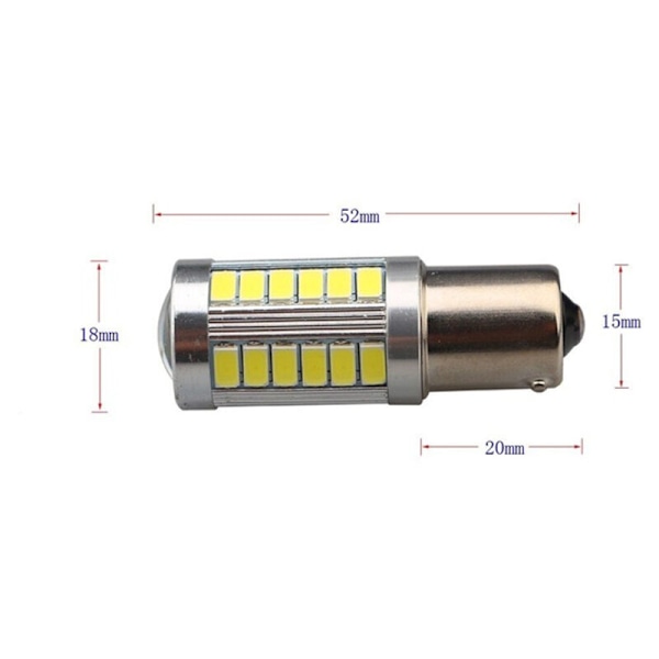 4 stk. 1156 Bau15S Py21W Bil 150 Graders LED Kørelys Pære 33 Smd 5730, Rød