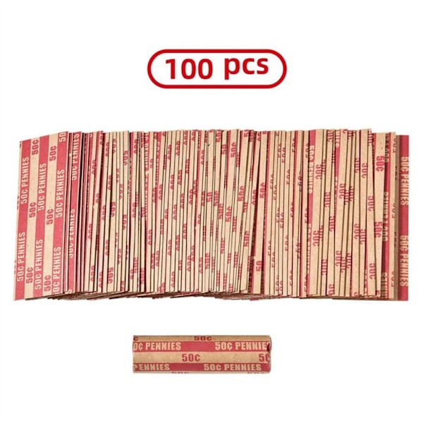 Myntruller Penny Sleeves Flat Penny Roll Wrappers 100 Stykker