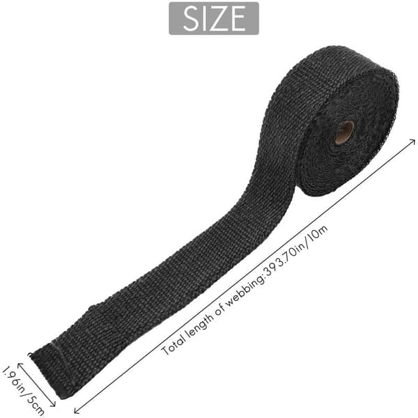 Termisk isolerende strimmel udstødningsmanifold traktor plæneklippere glasfiber sort 10mx5cmx1.5mm