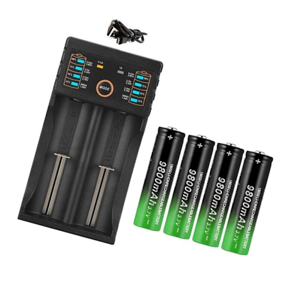 3 kpl 18650 Ladattavaa Akkua + 4 kpl 3.7V 9800mAh Li-ion Sähkötuulettimelle