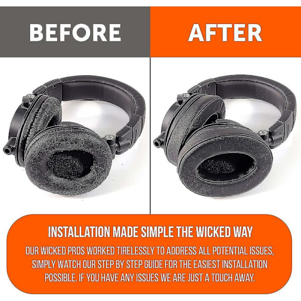 Wicked Cushions Uppgraderade Ersättningsöronkuddar för Ath M50x - Kompatibel med Audio Technica M40x/M50xbt/Hyperx Cloud & Cloud 2/Steelseries Arctis 3/5