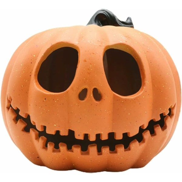 Plastic LED Lighted Pumpkin Lantern for Halloween Decoration (Batteries Not Included) - Orange