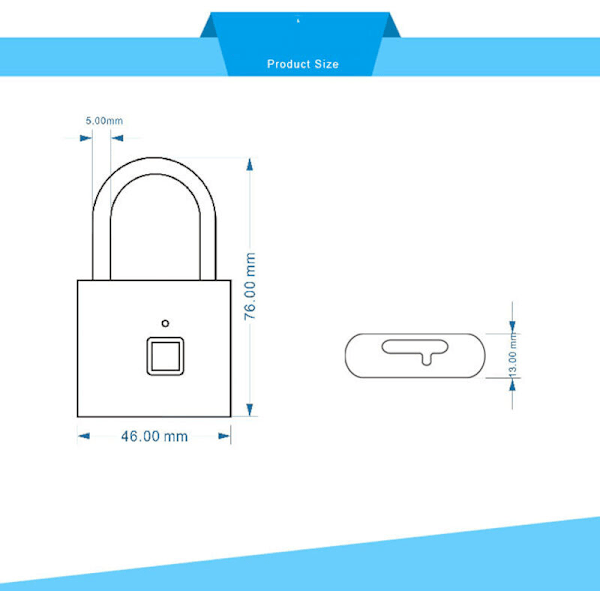 Fingerprintslåse, Smart Fingerprintslås, USB Opladning, Zink Legering Hængeslås, Nøgleløs Hængeslås til Fitnesscenter, Dør, Bagage, Kuffert, Skole