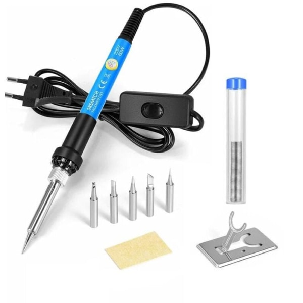 Soldering Iron [Upgraded] Precision Tin Soldering Iron with ON/OFF Switch, Adjustable Temperature 200-450℃, 9 in 1 Kit, 5 Soldering Iron Tips, Solde