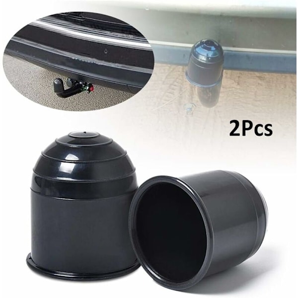 2 st svarta dragkuleöverdrag, universal 50 mm husvagnsdragkuleöverdrag, perfekt plast släpvagnsdragkuleöverdrag för lastbilssläp (plast)