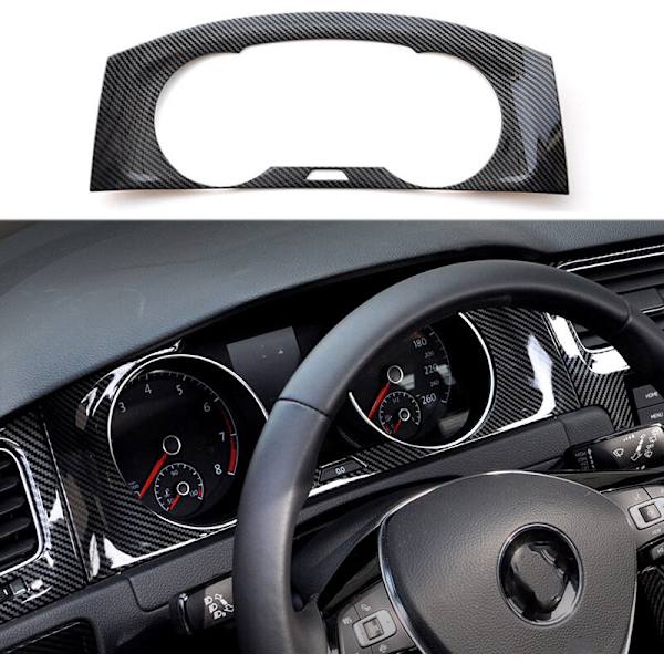 För 2014-2019 Golf Mk7 Mk7.5 Abs Fiber Interiör Instrumentbräda Mätare Display Ramskydd Dekor