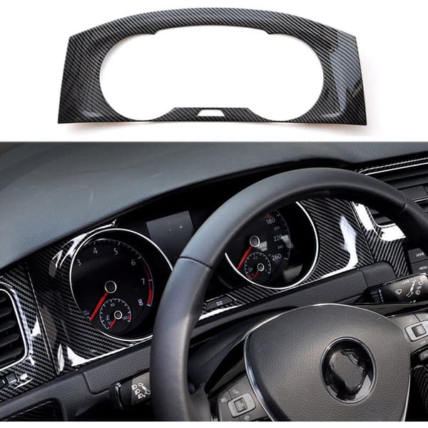 Til 2014-2019 Golf Mk7 Mk7.5 Abs Fiber Interiør Dashboard Meter Display Ramme Cover Trim