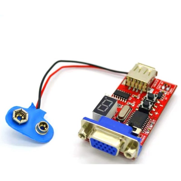 DC 9V/DC 7-12V VGA-generaattori-testeri LCD 15 lähtösignaalia USB-akku kaksoisvirtalähdemoduuli 15 eri signaalilla