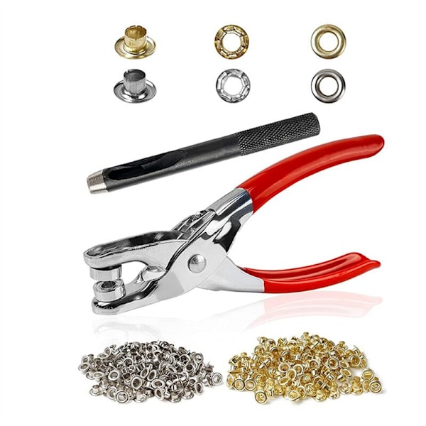 Grommet-øje-tangsæt, 1/4\" 6mm øje-tangsæt med metaløjer med skiver, grommet-øjer