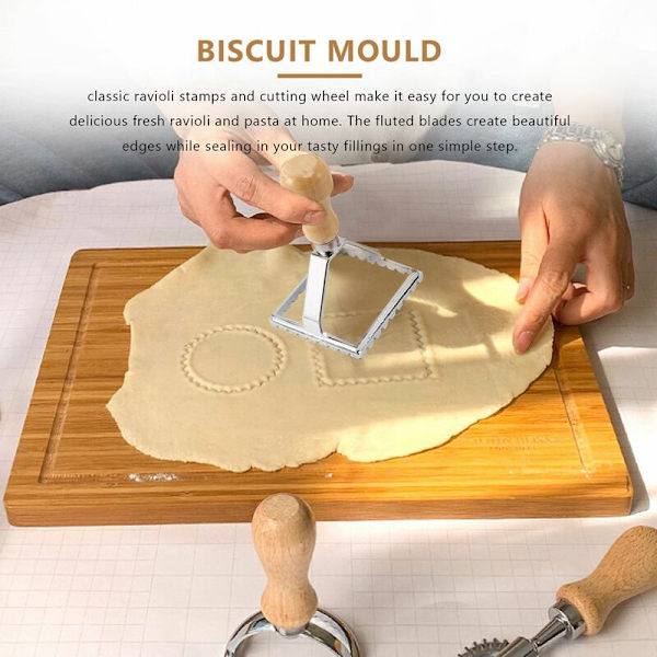 Italialainen Ravioli-leikkurisetti Puristin Pasta Keittiötarvike Ravioli-valmistaja Muottityökalu Ravioli-leimasimet Taikinapyörä 4 kpl