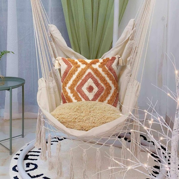 Orange Kuddfodral 18x18, Vävd Tuftad Bohemisk Kuddfodral med Fransar, Bränd Orange Kuddfodral för Soffa Säng Vardagsrum (Ingen Kudde