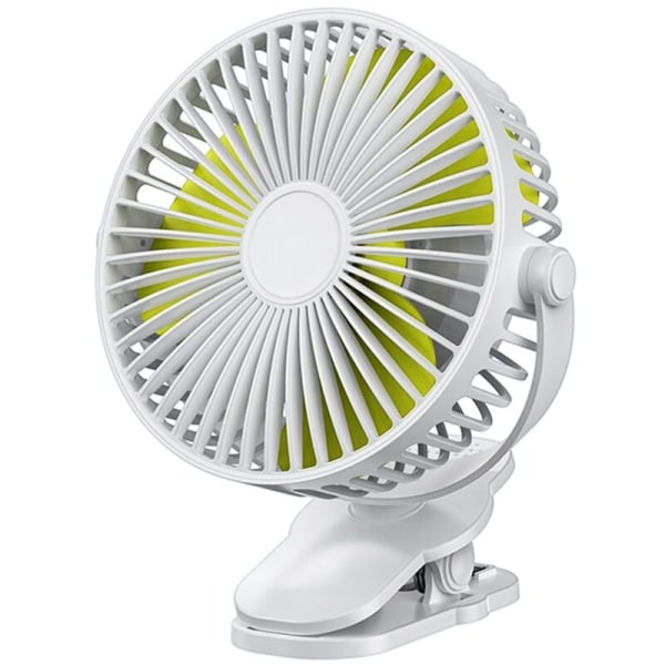 Portable USB Rechargeable Fan Mini Desk Clip Fan 360 Degree 5 Speeds Quiet with Strong Wind for Home Office White