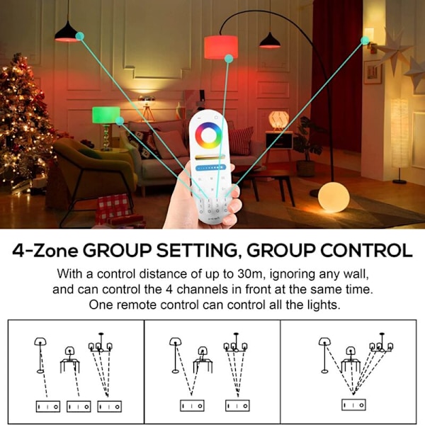 LM091 4-Zoners 2.4G RF Fjernbetjening Kompatibel med RGBW CCT RGB LED Dimmer Controller Touch Screen 4 Kanaler