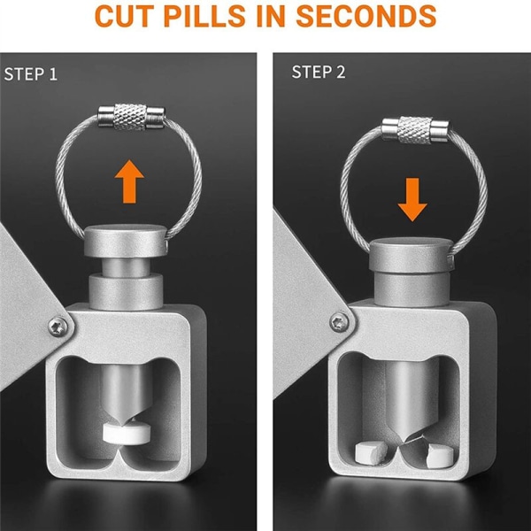 Forseglet vanntett aluminiumslegering pilleboks med pilledeler, bærbar pillekutter, pilleoppbevaring