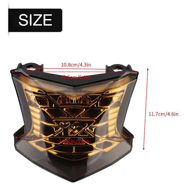 LED bremselys blinklys integreret baglygte motorcykel Z900 Z650 2017-2018 (gul)