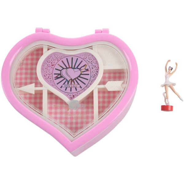 Hjärtformad Dansande Ballerina Musikask Plast Handvevmekanism Alla Hjärtans Dag Present - Rosa