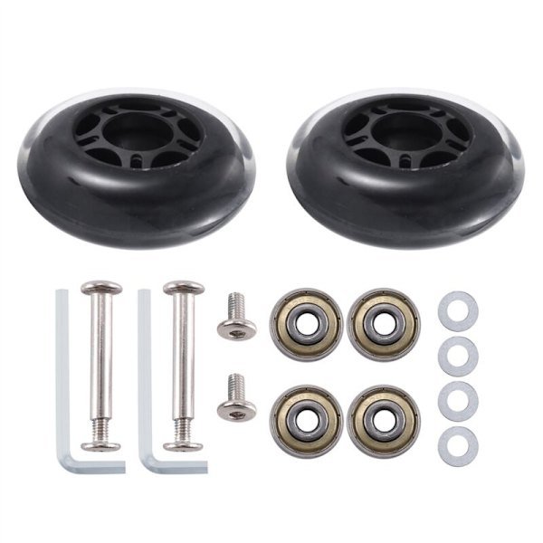 70MmX23Mm Transparent Sæt af 2 Bagage Udskiftningshjul Bagage Udskiftningsdele med Rustfrit Stål Lejer Kit