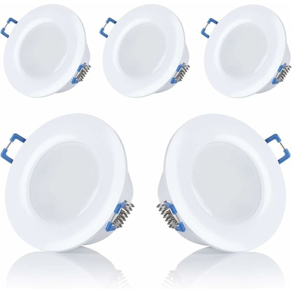 5 stk LED Indbyggede Badeværelsesspots IP44 230V Ultra Tynde 5W Varmt Hvidt Koldt Hvidt Rundt Hvidt Badeværelseslys, Åbningsdiameter: 75-80mm [Classe