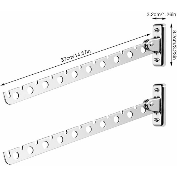 Seinään kiinnitettävä vaateteline, 2 kpl, ruostumattomasta teräksestä valmistettu taittuva seinään kiinnitettävä vaatteiden kuivausteline Taittuva seinään kiinnitettävä vaatteiden kuivausteline Taittuva seinään kiinnitettävä vaatteiden kuivausteline