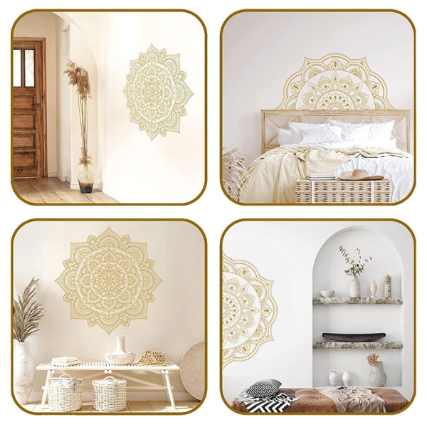 Väggdekor dekoration, blommor för yoga i vardagsrummet i sovrummet (guld)