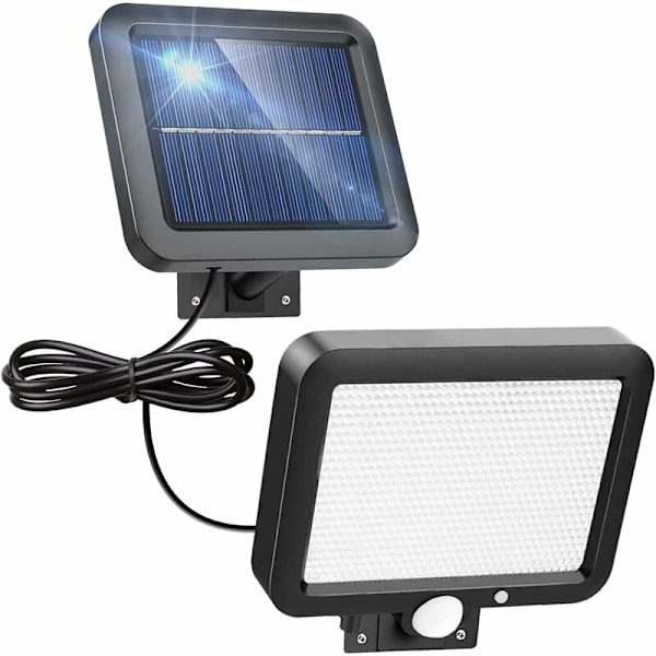 Utendørs solcellelys med bevegelsessensor, IP65 vanntett 56 LED flomlys, 6500K kaldt lys solcelle sikkerhetsvegglys med 5 meter kabel solcelle LED F