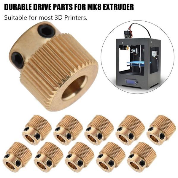 10 st Robust 3D-skrivarväxel 40 Tänder Mässingväxel Extruderhjul för -10 -10S S4 S5 3 Pro Skrivare