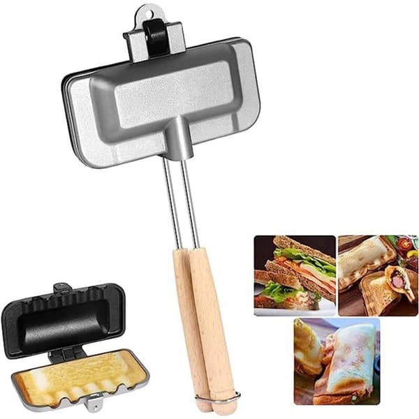 Pølsetoaster, dobbeltsidig sandwichform, osteform, stekepanne for camping