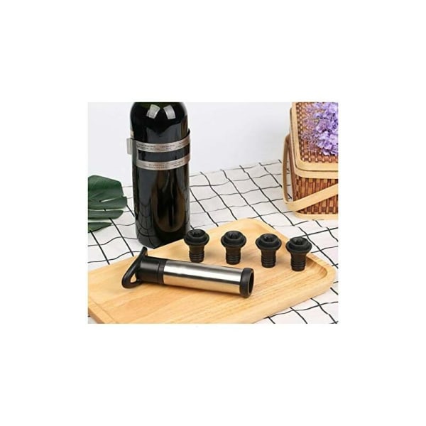 Vinpumpe Vakuumpumpe i rustfrit stål Bruges til vinkonservering, vinpumpen bruges til at fjerne luft og vakuum vinkonservering med 4 propper