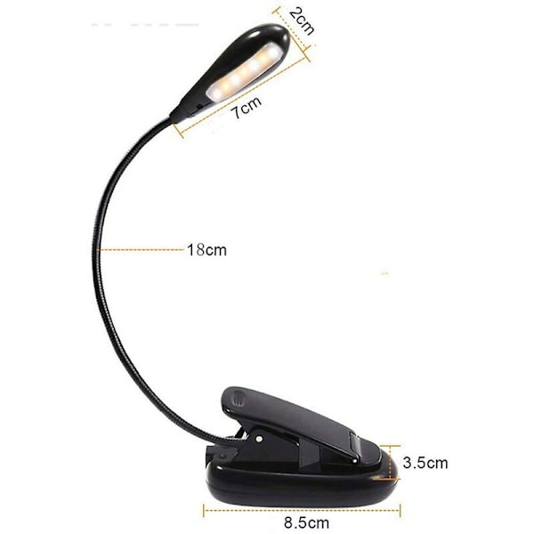 14 LED Uppladdbar Läslampa, Klämma-på Läslampa, Musikstativlampa, 3 Ljusstyrkor