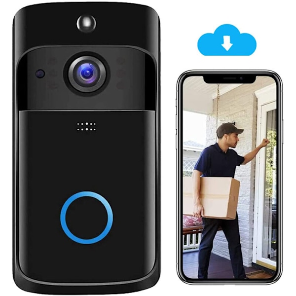 Langaton WiFi-ovellasta kamera [2021 päivitys] IP5 vedenkestävä HD WiFi reaaliaikainen videoturvakamera iOS- ja Android-puhelimille yövalo