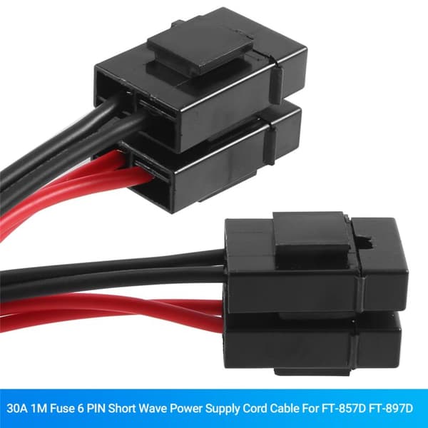 30A 1M säkring 6 PIN kortvågsströmkabel för FT-857D FT-897D