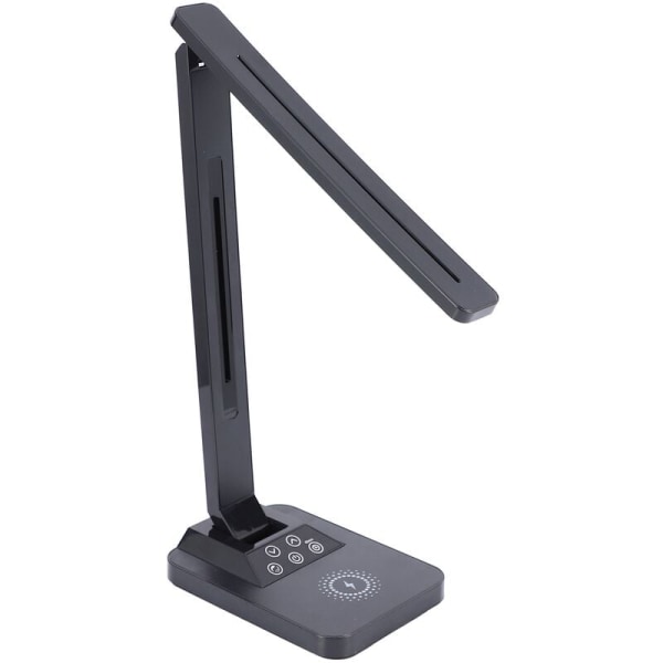 7W Skrivebordslampe med 10W Trådløs Oplader og USB-Oplader Justerbar 7 Lysstyrke Bordlampe 5 Farver til Kontor Soveværelse eller Kollegium Sort