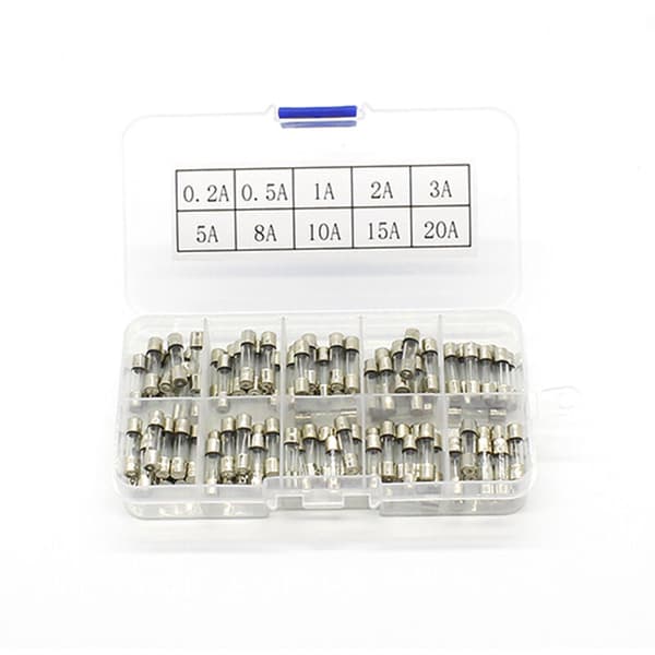 100 stk. 5X20 mm 0,2A-20A assorterede sæt af sikringer med blæst glasrør