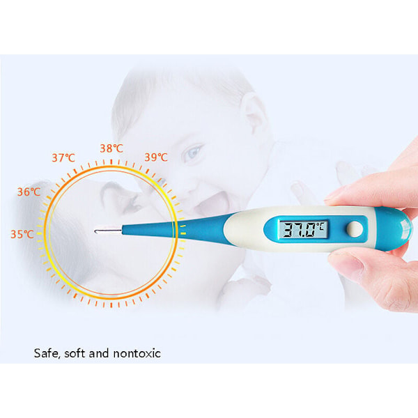 Elektronisk Termometer, Husholdnings Termometre til Spædbørn, Børn, Voksne, Præcis Læsning LCD Digital og (Blå)