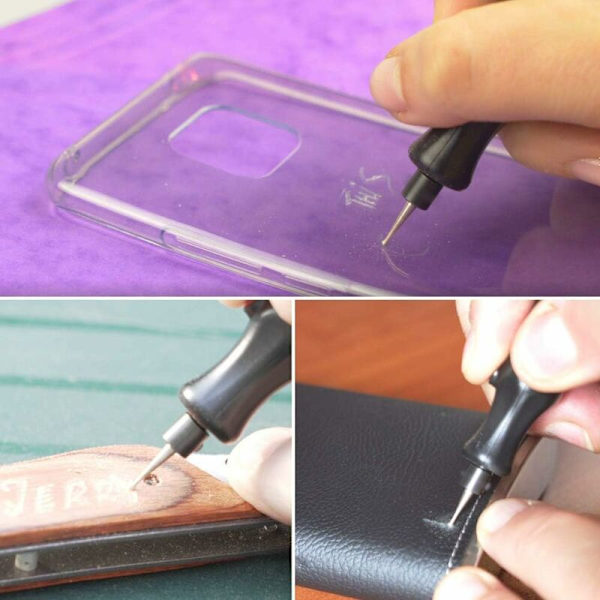 DIY Elektrisk Gravering Graveringsverktyg för Smycken Glas Metall Penna Elektrisk Gravering + Liten Skiftnyckel + 2 st Huvudpenna