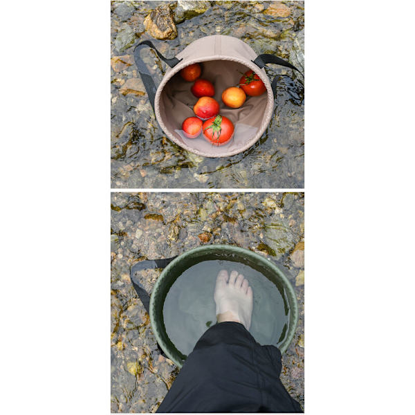 Fällbar multifunktionell hink för utomhuscamping, stor kapacitet, bärbar fiskehink, bilförvaringshink, khaki färg, 10L - DENUOTOP