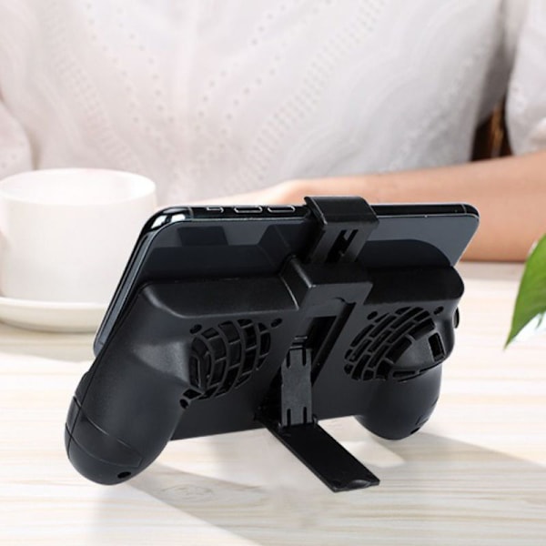 - 01 Mobiltelefon Radiator Køling Knap Opladning Skrivebordsholder Controller Sort