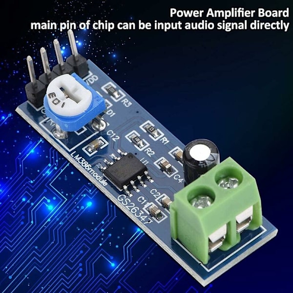 5PCS LM386 Audioförstärkarmodul, 512V, 200 Gain, LM386 Audioförstärkare, Stereo Audio Power Amplifier Modul för Arduino LM386, L1P8