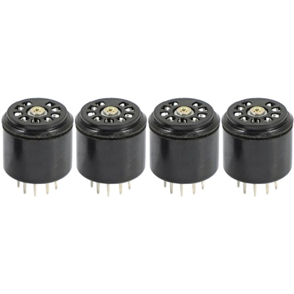 4X 9-bens Bakelite Vakuumrørstikkontaktbeskytterbase til 12AX7 12AU7 ECC82 ECC83 forstærkere, 4 stk.