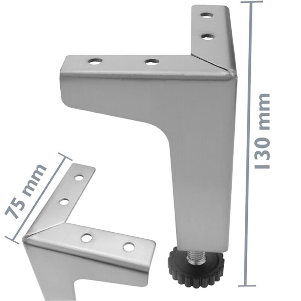 Kulmapöydän jalat huonekaluille ja pöydille, ruostumaton teräs, 107-130 mm, 4 kpl