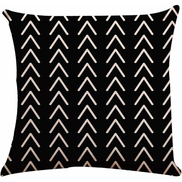 Kuddfodral Set om 4, Modern Soffa Kuddfodral, Dekorativt Utomhus Linne Kuddfodral för Soffa Säng Bil (Svart, 5050cm, Set om 4)-DENUO