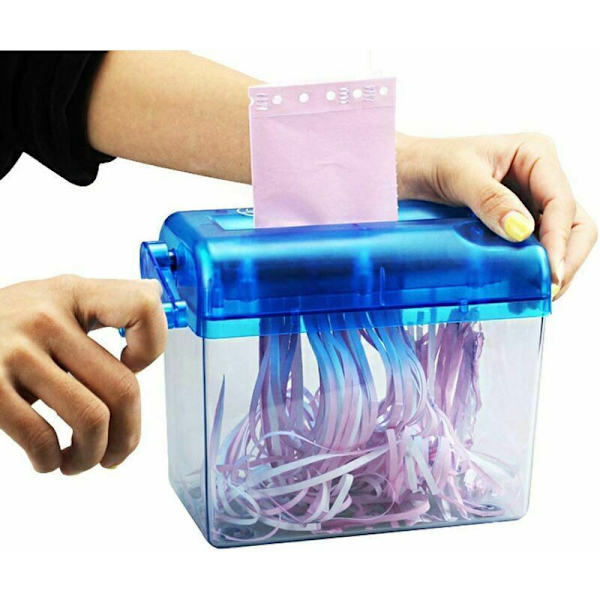 Papirshredder/A6 Mini Bærbar Manuel Papirshredder Lige Skæring Bærbar Papirshredder Kontor Familie Breve Regninger Vigtigt Dokument Shredder B