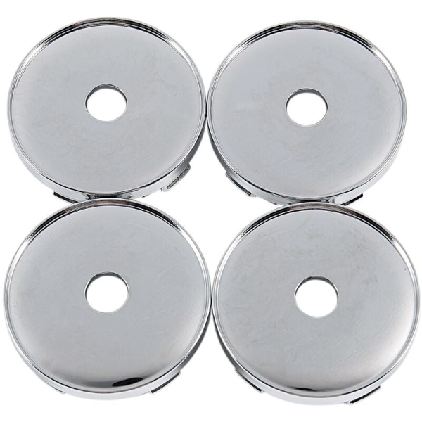 Sats med 4 universella 60 mm plastbilhjulscentrumkåpor däckkåpor krom