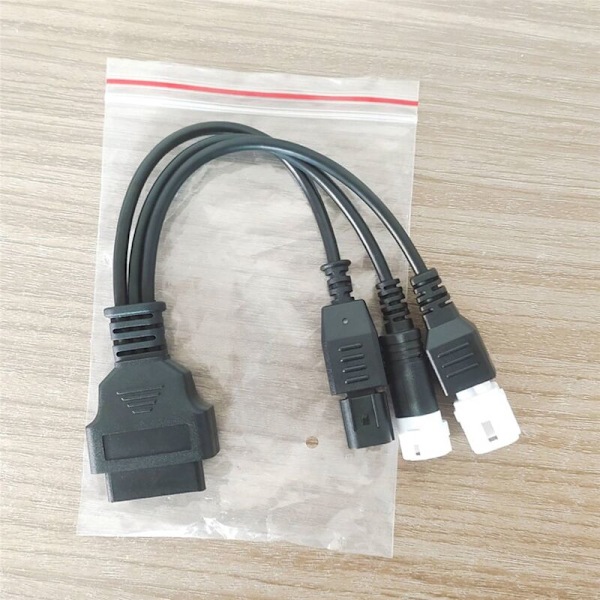 2X for 3Pin/4Pin 6Pin Motorsykkel OBD Diagnostisk Canbus Kontaktkabel OBD2 3 In1 Pluggadapter