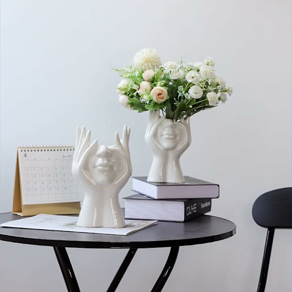 Keramisk Vas Huvud, Kreativ Människohuvudformad Blomma Kruka Människohuvudformad Blomma Kruka Grekisk Staty Vas Huvuden för Suckulenter