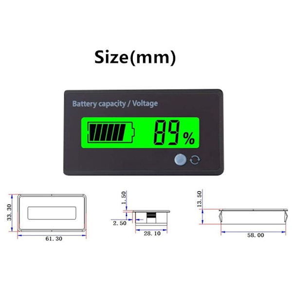 3 st batterikapacitetsmätare 12V-84V LCD-display procentindikator spänningstestare lämplig för motorcykel RV marinbåt