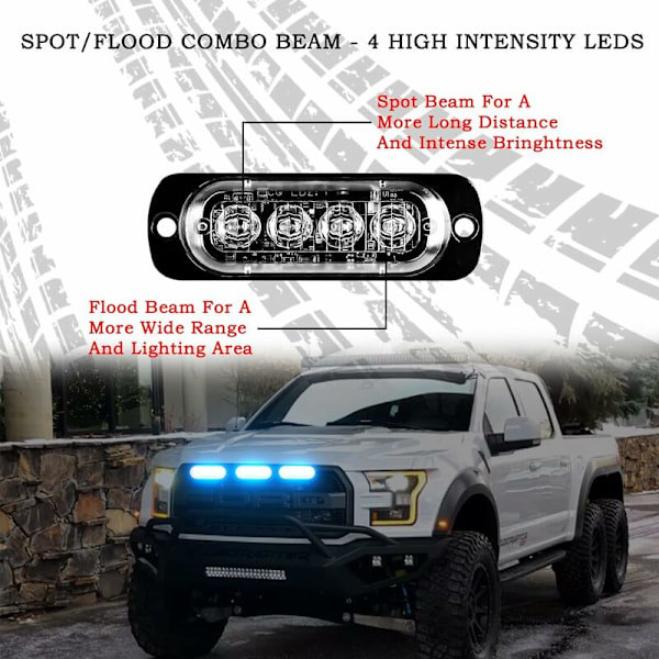 10 stk LED Sidemarkerlys, 4 LEDer 12V Vanntette for Lastebil, Foran og Bak Signal Lys, Tilhenger Signal Lys for Bil, Lastebil, Gaffeltruck Kjøretøy