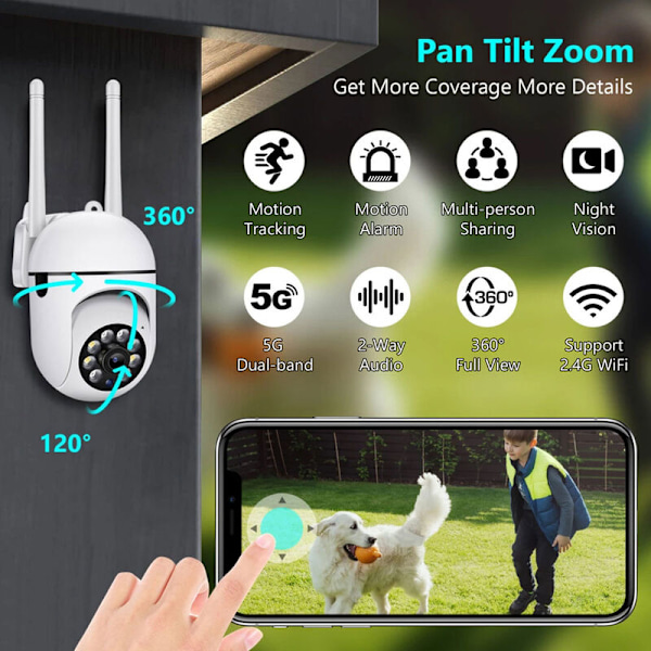 WIFI Sikkerhedskamera 1080P HD Nattesyn 2-vejs Stemmeintercom Fjernovervågningskamera til Hjem Butik