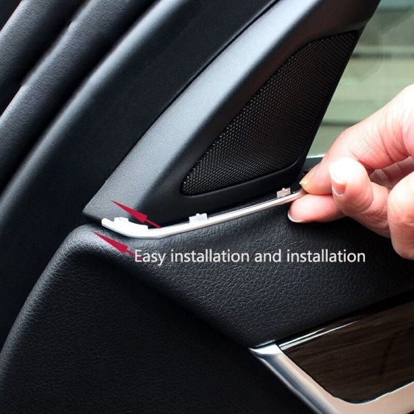 2 st dörrhögtalare slot plugg klistermärken för F10 F11 5-serien 2011-2013 ABS krom dörrhögtalare ram