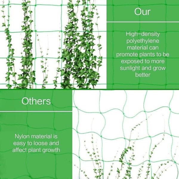 2 stk. planteunderstøtningsnet, polyethylen, klatreplanteunderstøtningsnet, afgrødeunderstøtningsnet til vinstokke, grøntsager, blomster, frugter, agurk til